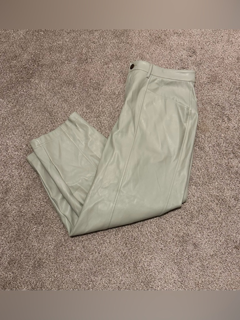 a new day Women's Faux Leather Pants in Light Sage